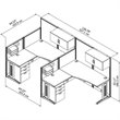 Scranton & Co Furniture 2 Person L Shaped Cubicle in Cherry