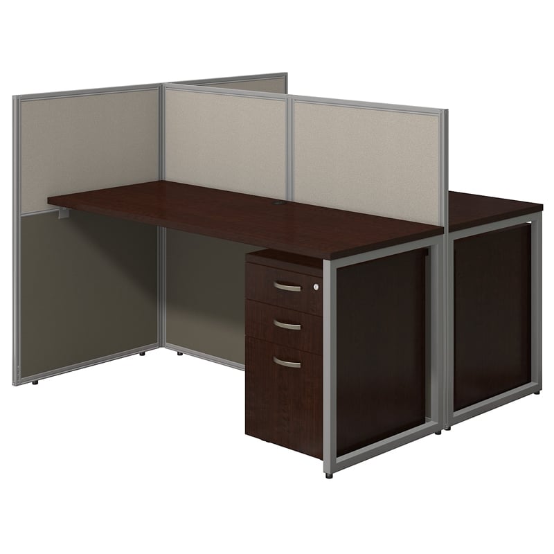 Scranton & Co Furniture 60W Two Person Straight Desk Office Suite in Cherry