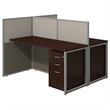Scranton & Co Furniture 60W Two Person Straight Desk Office Suite in Cherry