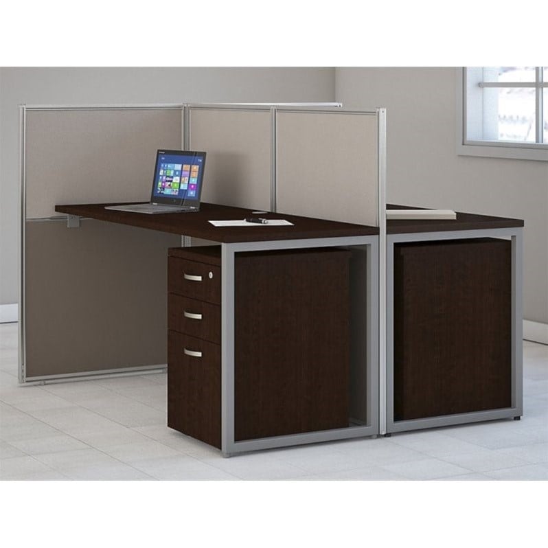 Scranton & Co Furniture 60W Two Person Straight Desk Office Suite in Cherry