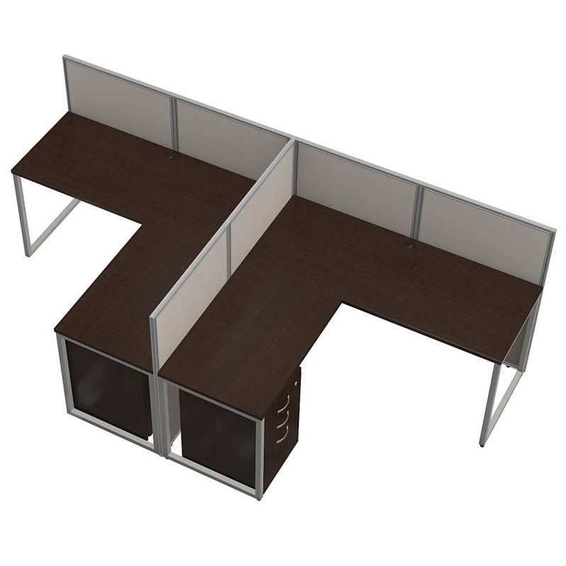 Scranton & Co Furniture L Shaped Computer Desk for 2 in Cherry