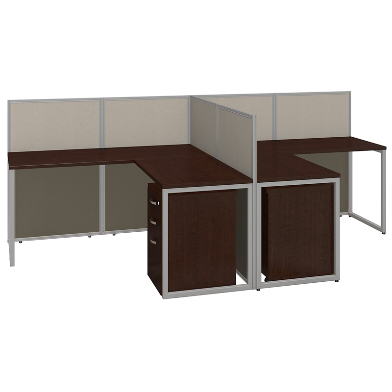 Scranton & Co Furniture L Shaped Computer Desk for 2 in Cherry