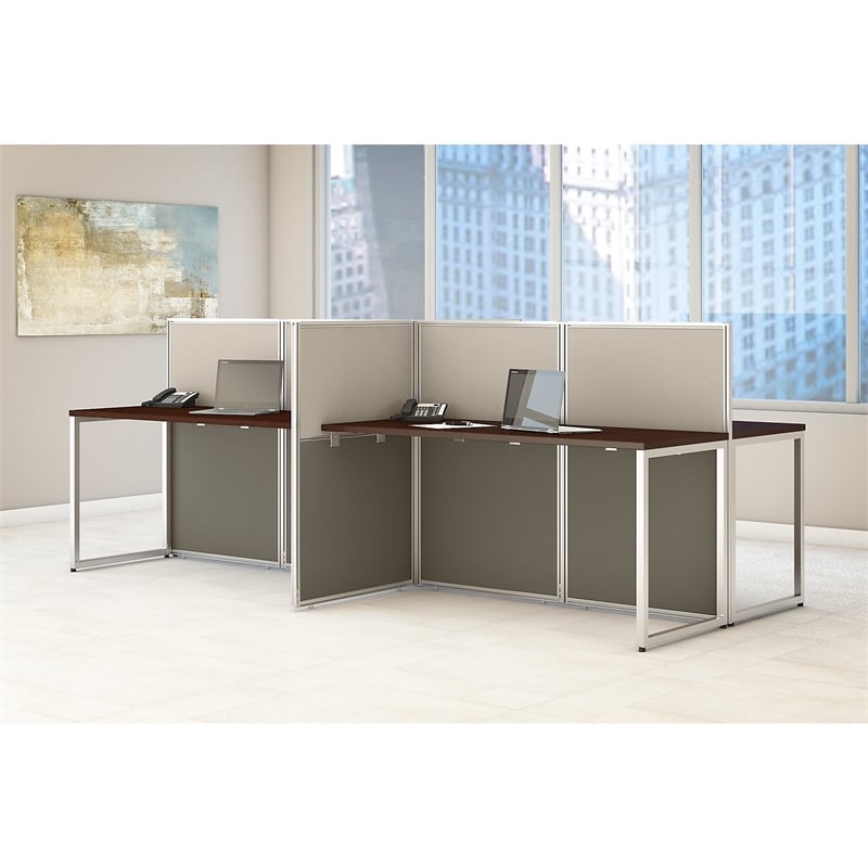 Scranton & Co Furniture Wood Computer Desk for Four in Cherry