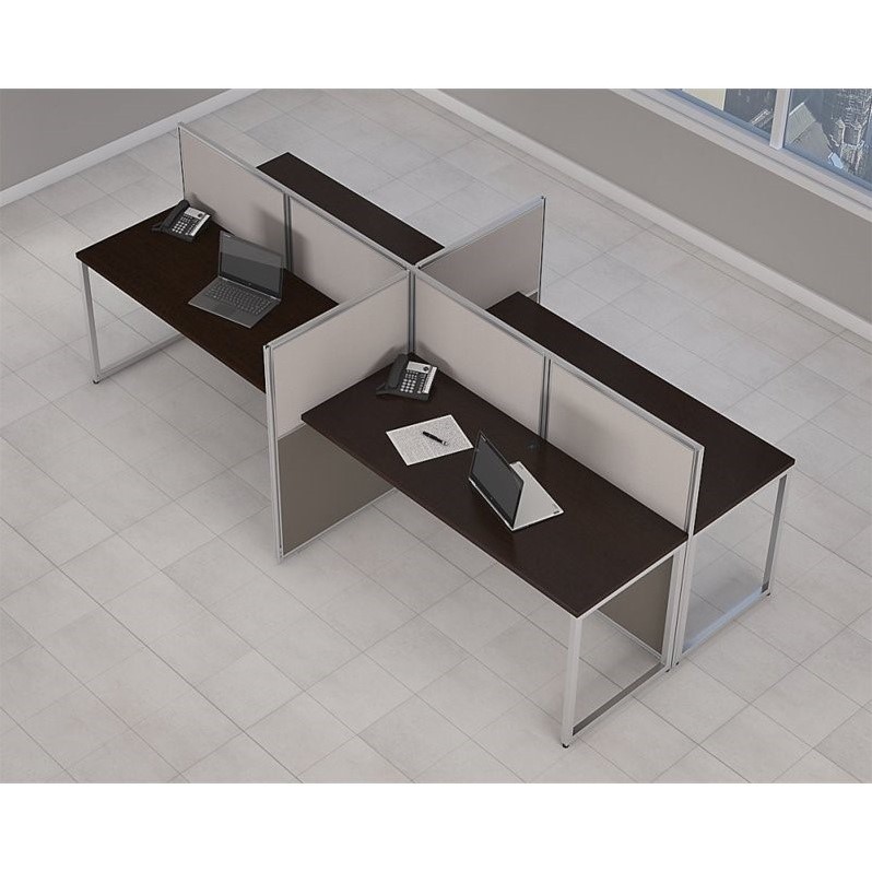 Scranton & Co Furniture Wood Computer Desk for Four in Cherry