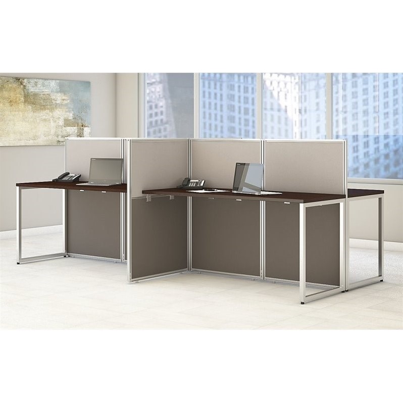 Scranton & Co Furniture Wood Computer Desk for Four in Cherry