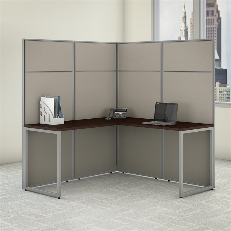Scranton & Co Furniture 60W L Shaped Cubicle Desk with 66H Panels in Brown
