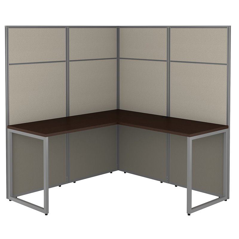 Scranton & Co Furniture 60W L Shaped Cubicle Desk with 66H Panels in Brown