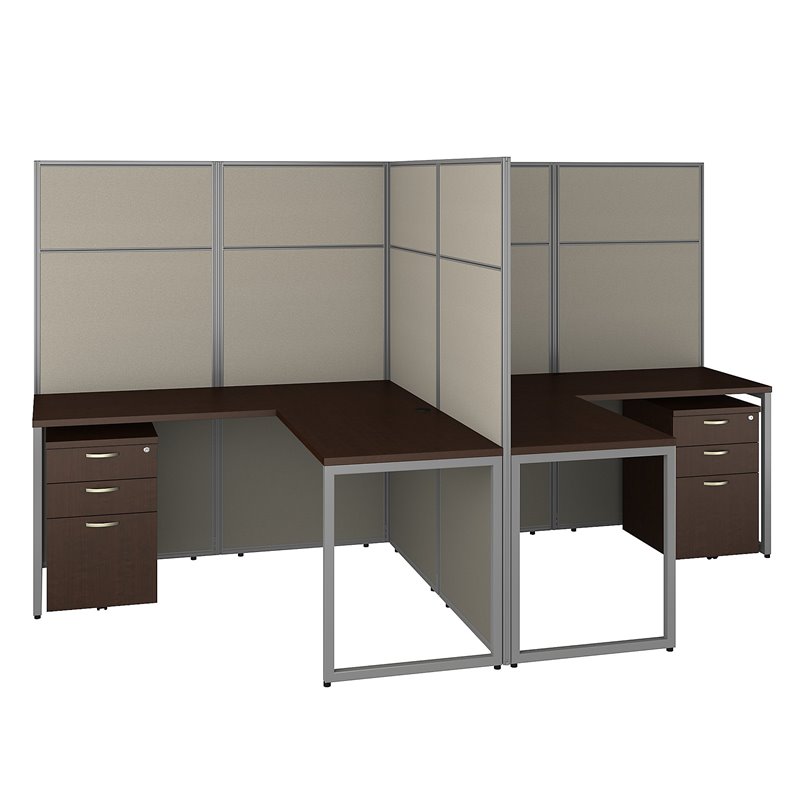 Scranton & Co Furniture 60W 2 Person L Shaped Cubicle with Storage in Brown