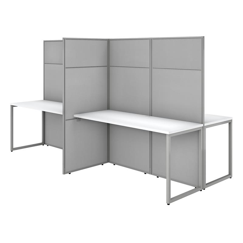 Scranton & Co Furniture 60W 4 Person Desk with 66H Panels in White