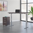 Scranton & Co Furniture 60W x 30D Height Adjustable Desk with Storage in Gray