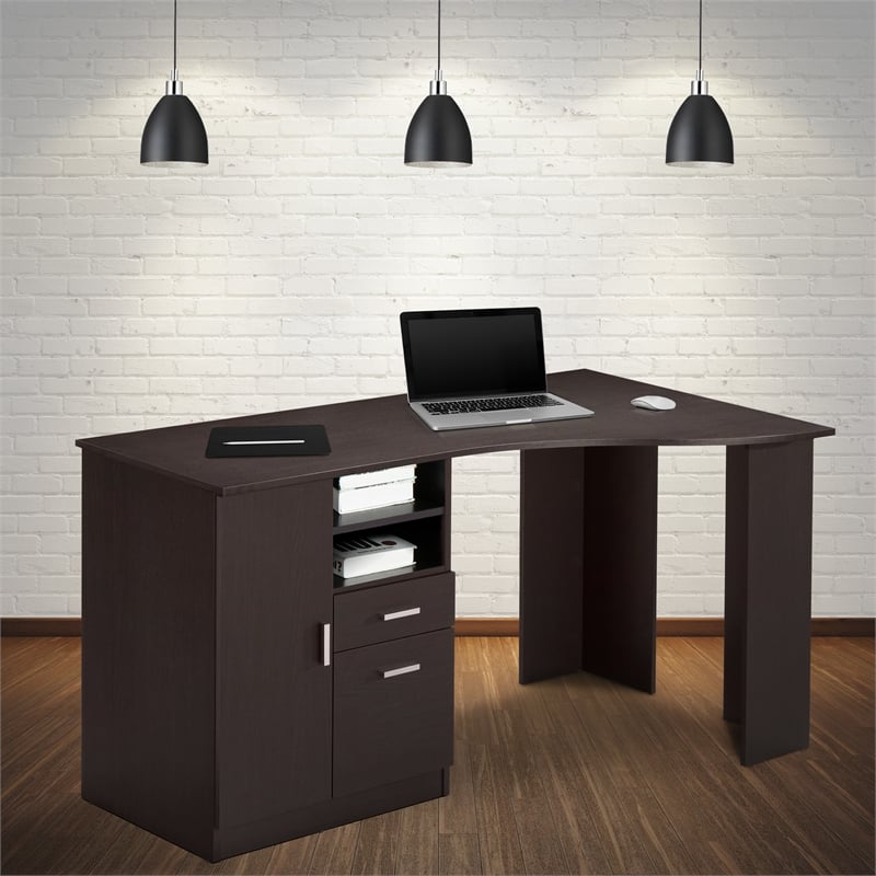 Scranton & Co Classic Engineered Wood Office Desk with Storage in Espresso