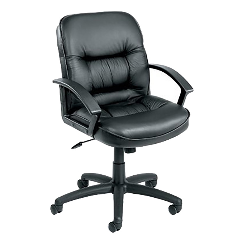 Scranton & Co Contemporary Leather Mid-Back Ergonomic Manager's Chair in Black