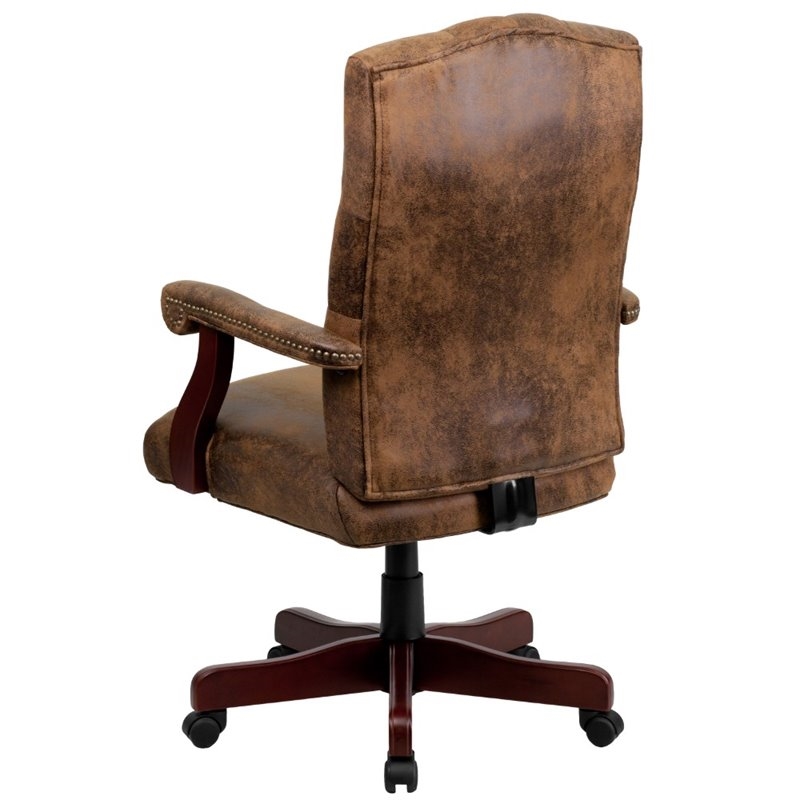 Scranton & Co Rustic Suede Classic Executive Office Chair in Bomber Brown