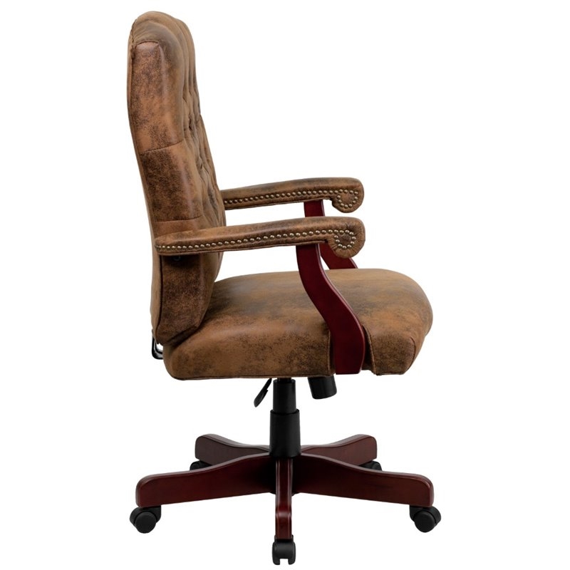 Scranton & Co Rustic Suede Classic Executive Office Chair in Bomber Brown