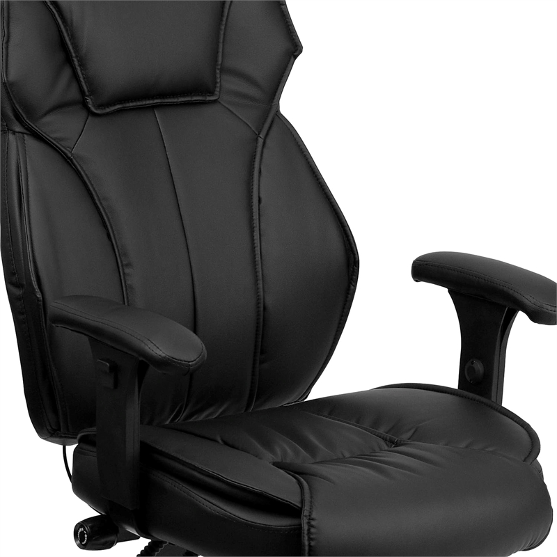 Scranton & Co Faux Leather/Nylon High Back Executive Office Chair in Black