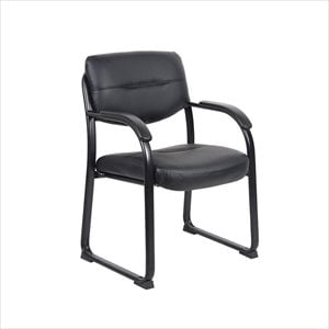 Scranton & Co Contemporary Leather Sled Base Side Chair with Arms