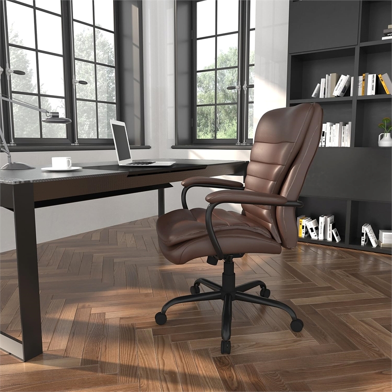 Scranton & Co Modern Heavy Duty Office Chair in Bomber Brown