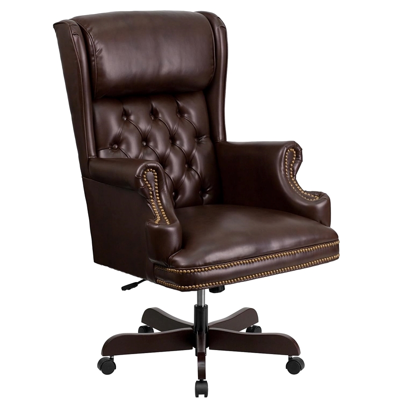 Scranton & Co Contemporary Leather Office Chair in Black