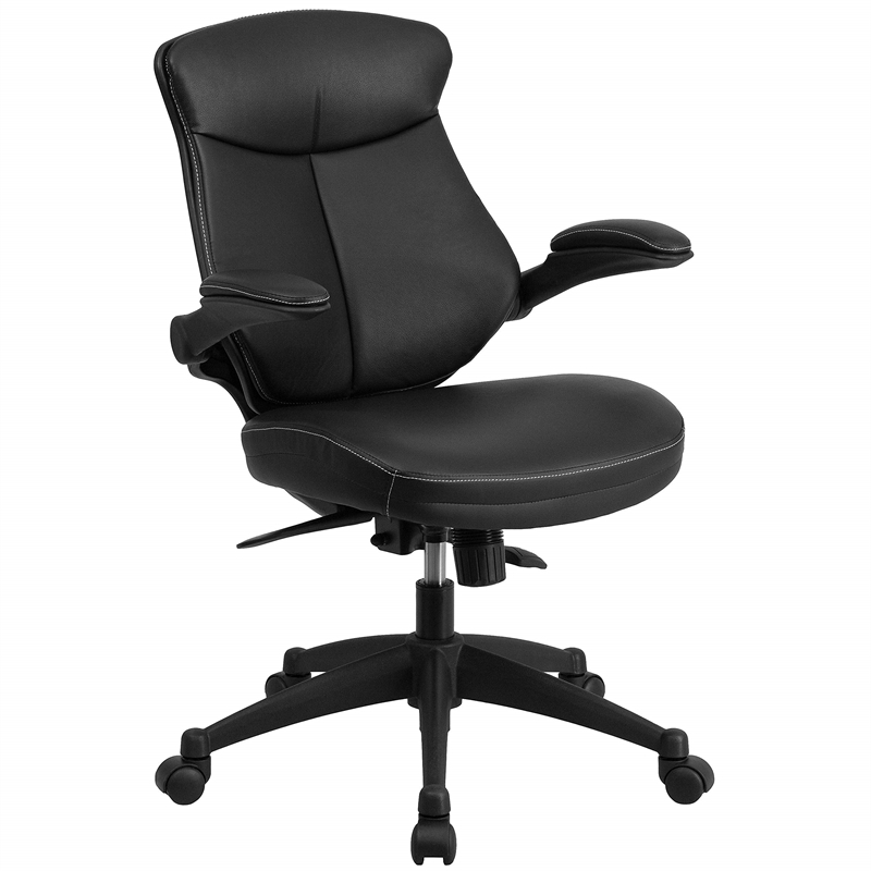 Scranton & Co Contemporary Leather Swivel Office Chair in Black