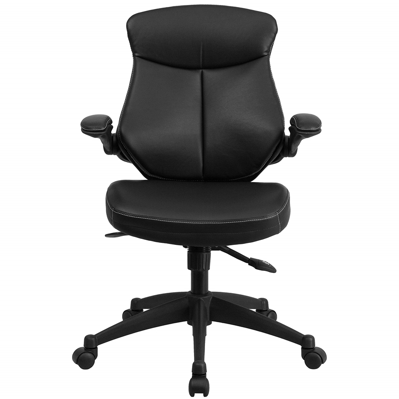 Scranton & Co Contemporary Leather Swivel Office Chair in Black