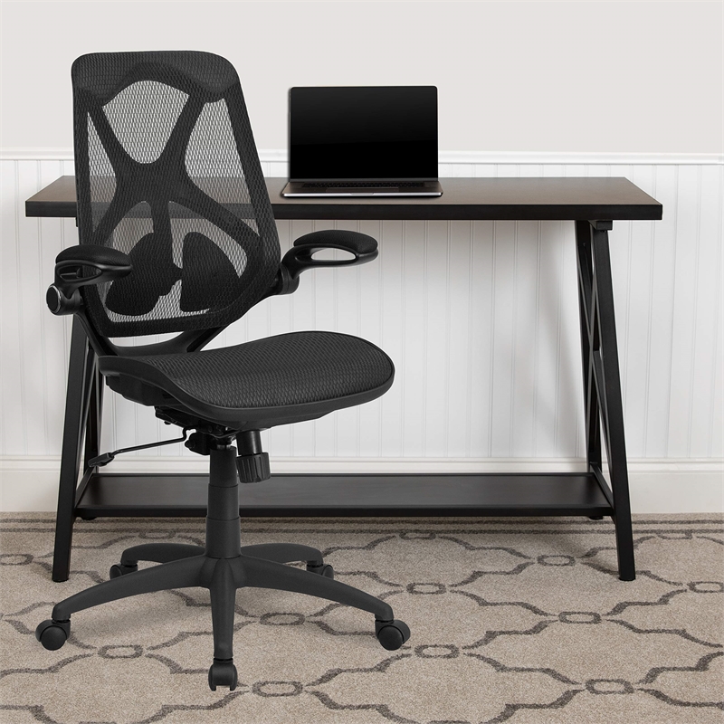 Scranton & Co Modern High Back Mesh Swivel Office Chair in Black