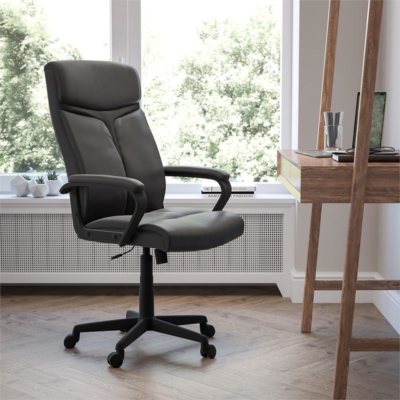 Scranton & Co Modern High Back Leather Office Chair in Black