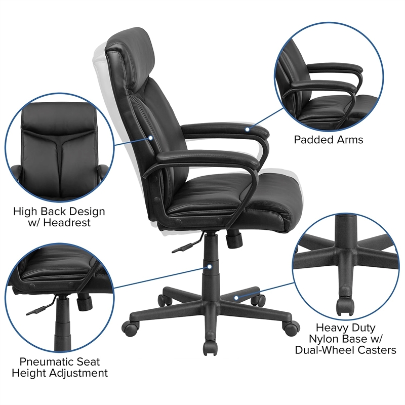 Scranton & Co Modern High Back Leather Office Chair in Black