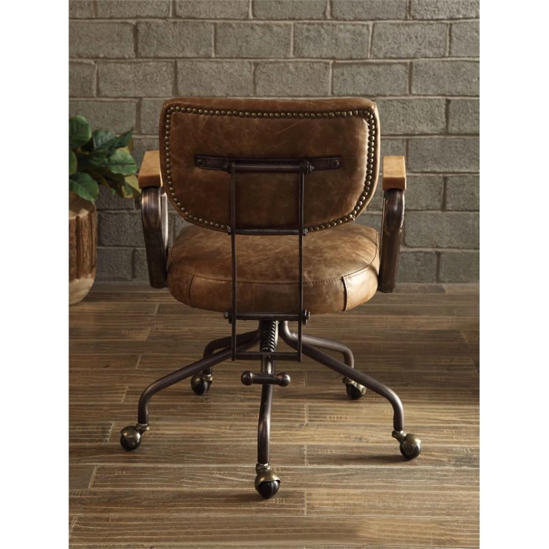 Scranton & Co Leather Swivel Office Chair in Vintage Whiskey