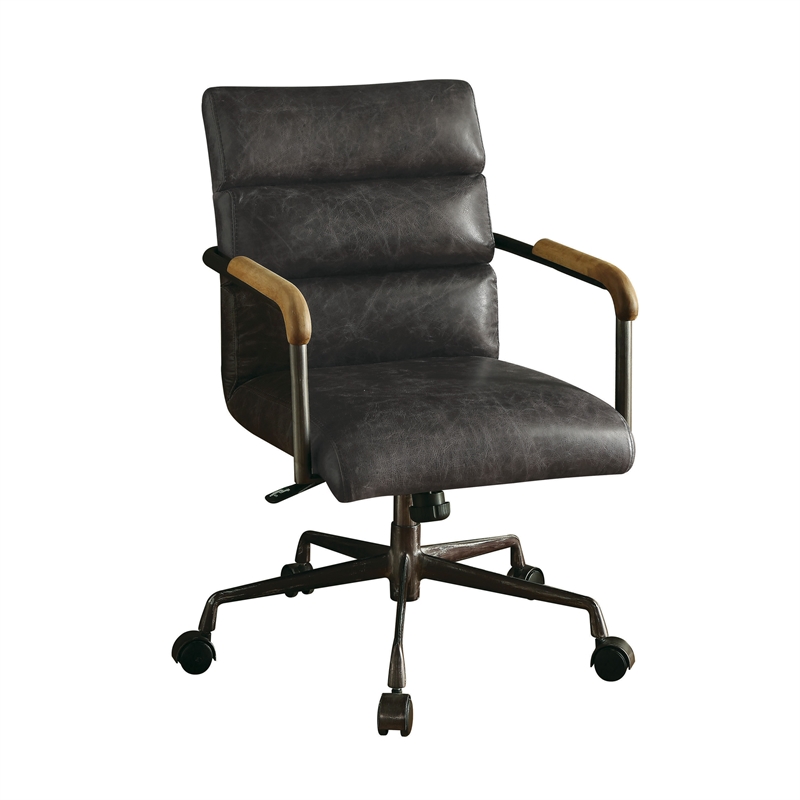 Scranton & Co Modern Leather Swivel Office Chair in Antique Ebony