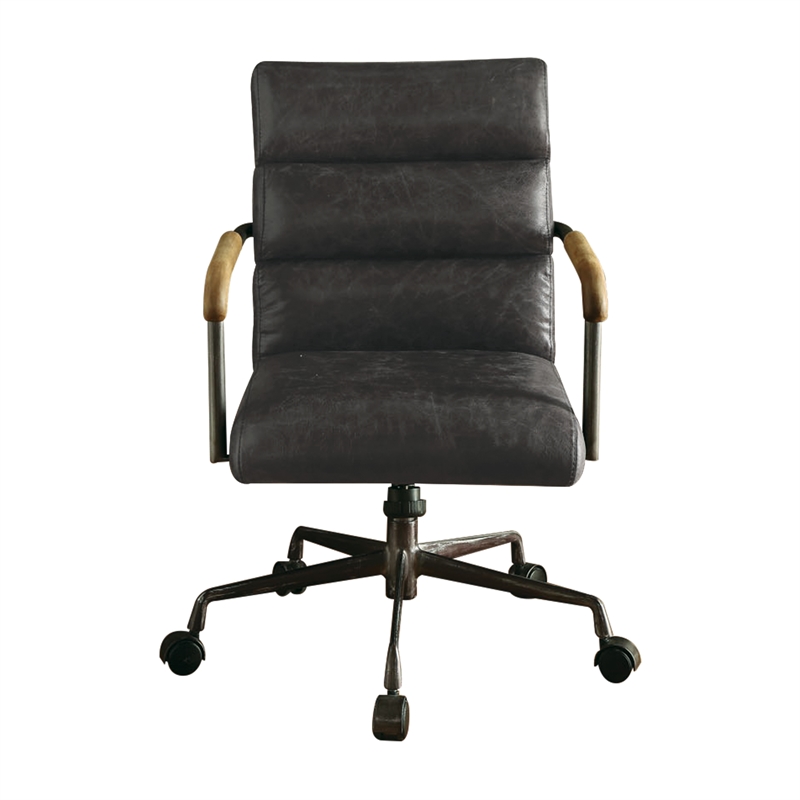 Scranton & Co Modern Leather Swivel Office Chair in Antique Ebony