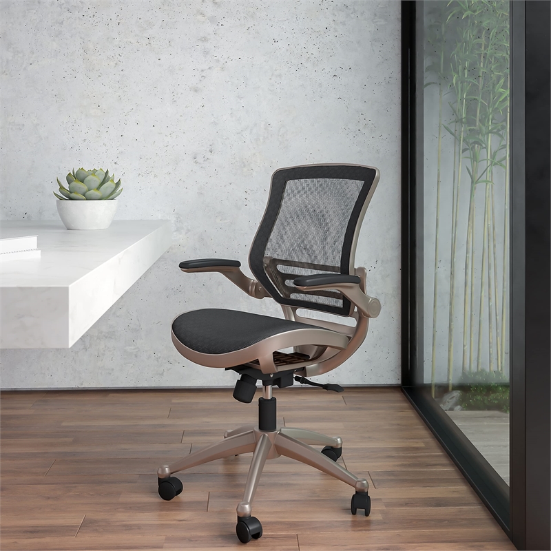 Scranton & Co Contemporary Mid Back Swivel Office Chair in Black