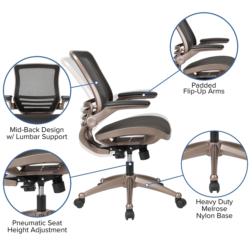 Scranton & Co Contemporary Mid Back Swivel Office Chair in Black
