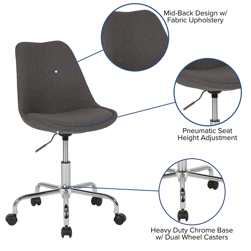 Scranton & Co Modern Mid Back Swivel Office Chair in Dark Gray