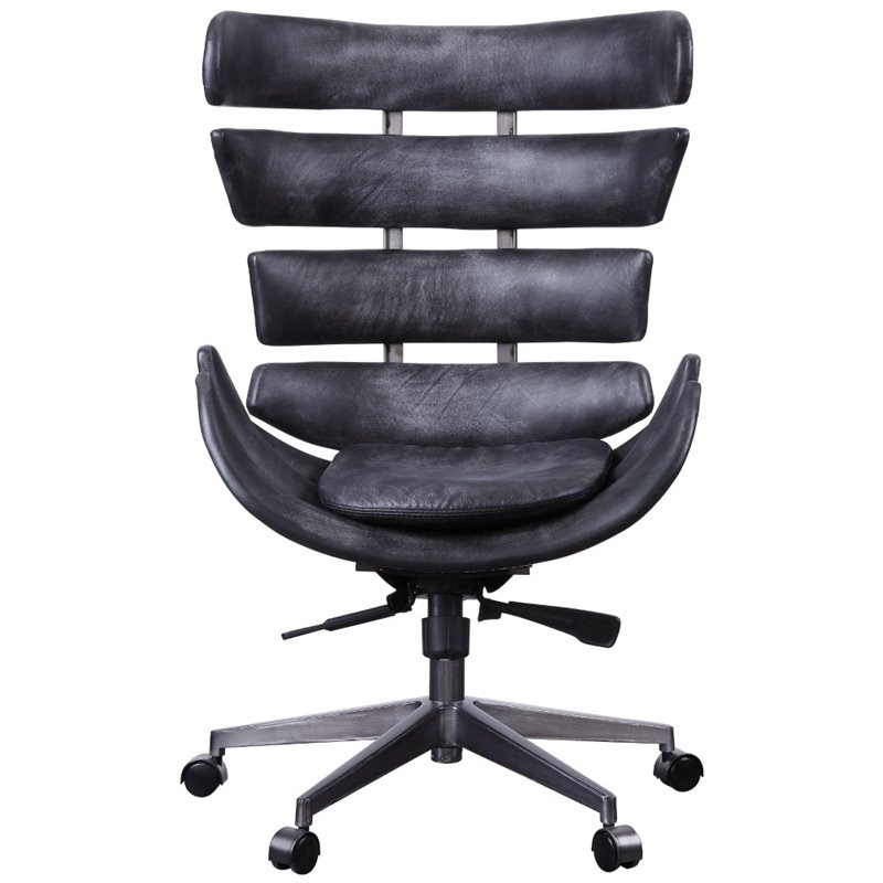 Scranton & Co Executive Office Chair in Black Top Grain Leather