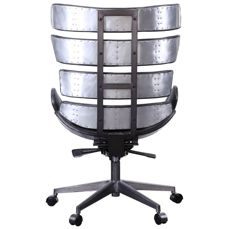 Scranton & Co Executive Office Chair in Black Top Grain Leather