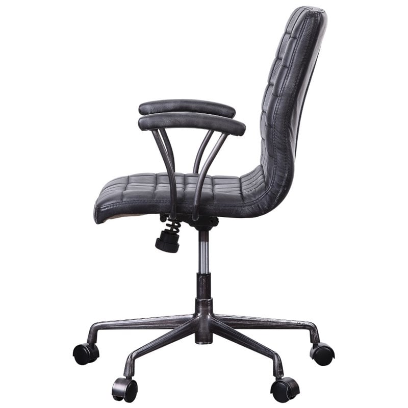 Scranton & Co Executive Office Chair in Black Top Grain Leather