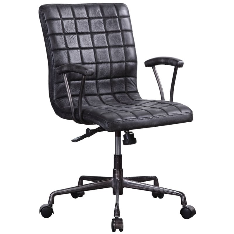 Scranton & Co Executive Office Chair in Black Top Grain Leather