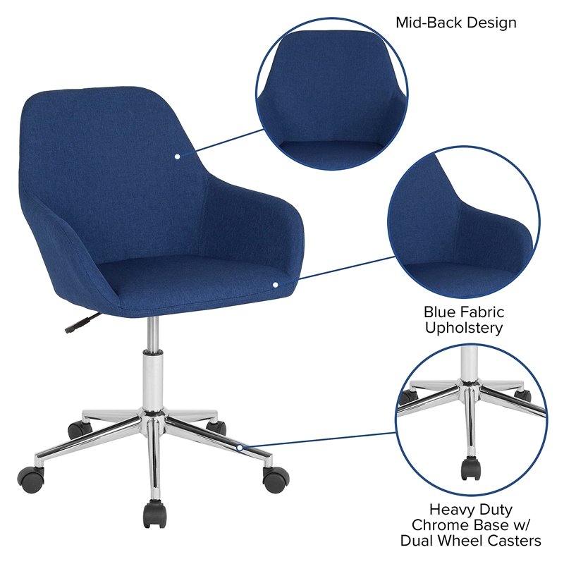 Scranton & Co Contemporary Fabric Mid Back Swivel Office Chair in Blue