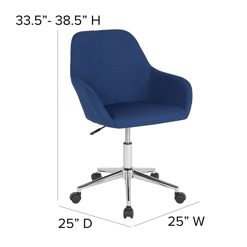 Scranton & Co Contemporary Fabric Mid Back Swivel Office Chair in Blue