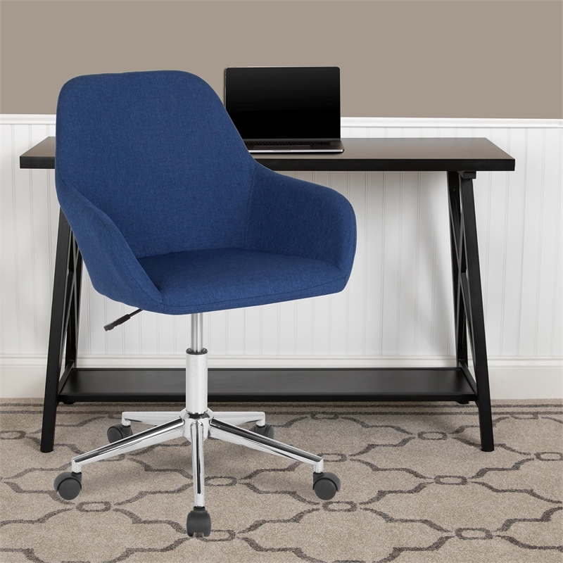 Scranton & Co Contemporary Fabric Mid Back Swivel Office Chair in Blue
