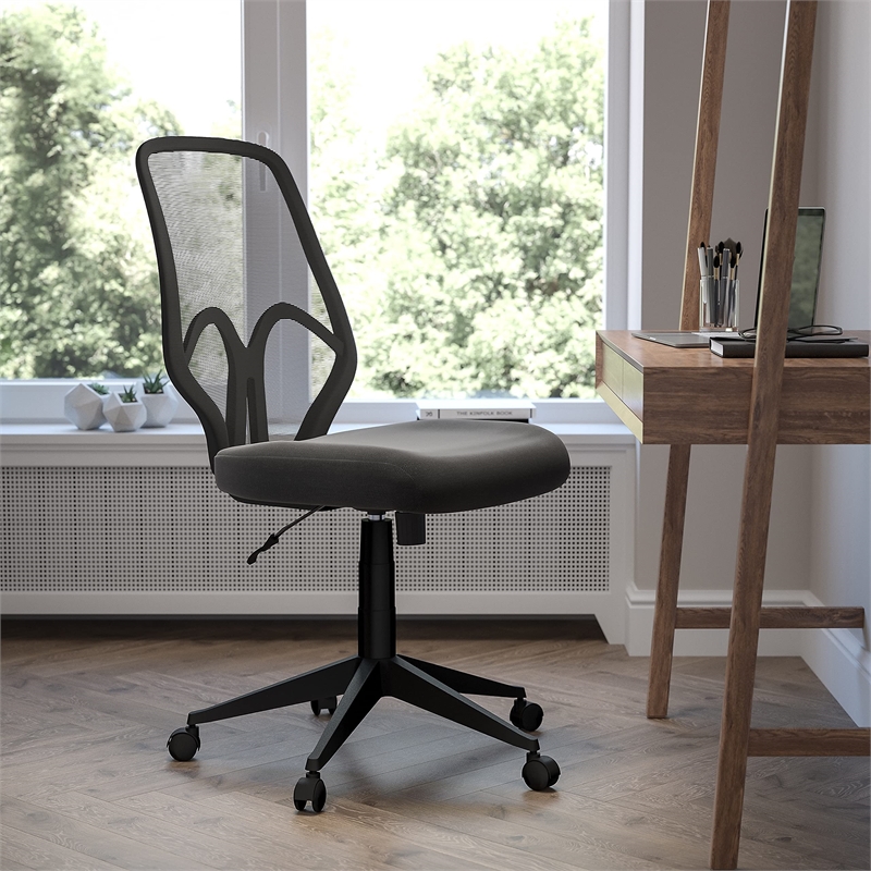 Scranton & Co Modern High Back Mesh Swivel Office Chair in Black