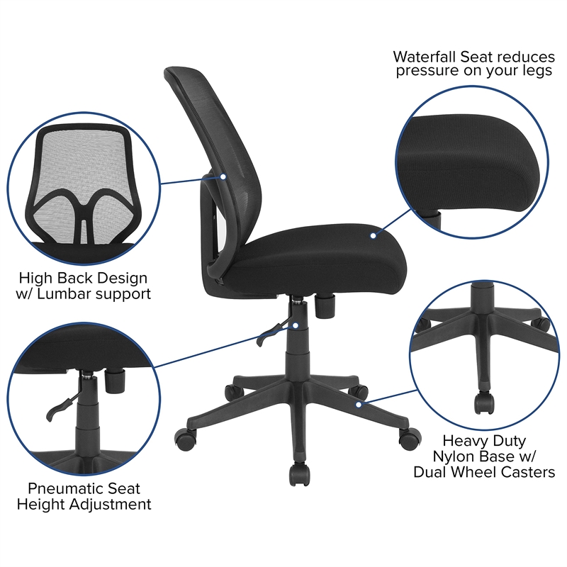 Scranton & Co Modern High Back Mesh Swivel Office Chair in Black
