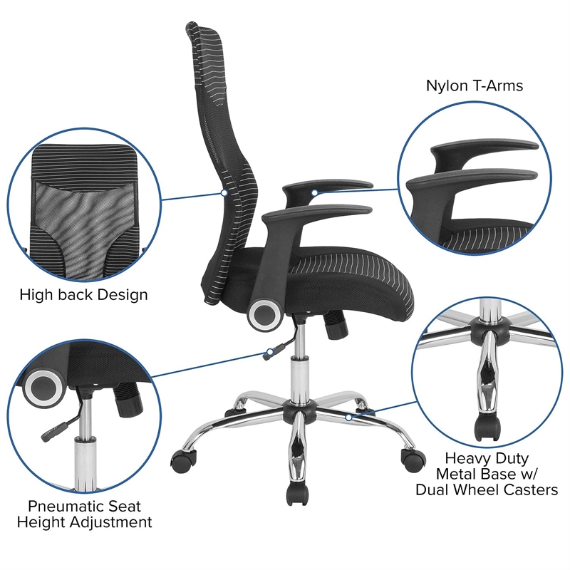 Scranton & Co Modern High Back Mesh Swivel Office Chair in Black