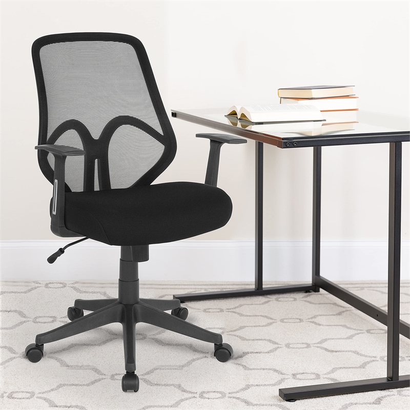 Scranton & Co Modern High Back Mesh Swivel Office Chair in Black