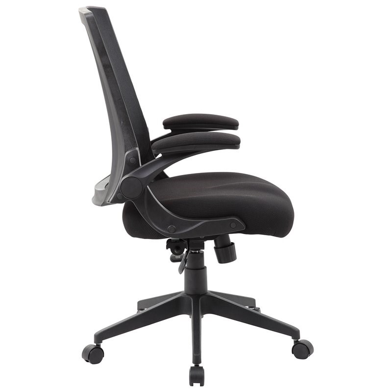 Scranton & Co Modern Mesh Swivel Flip Arm Office Chair in Black