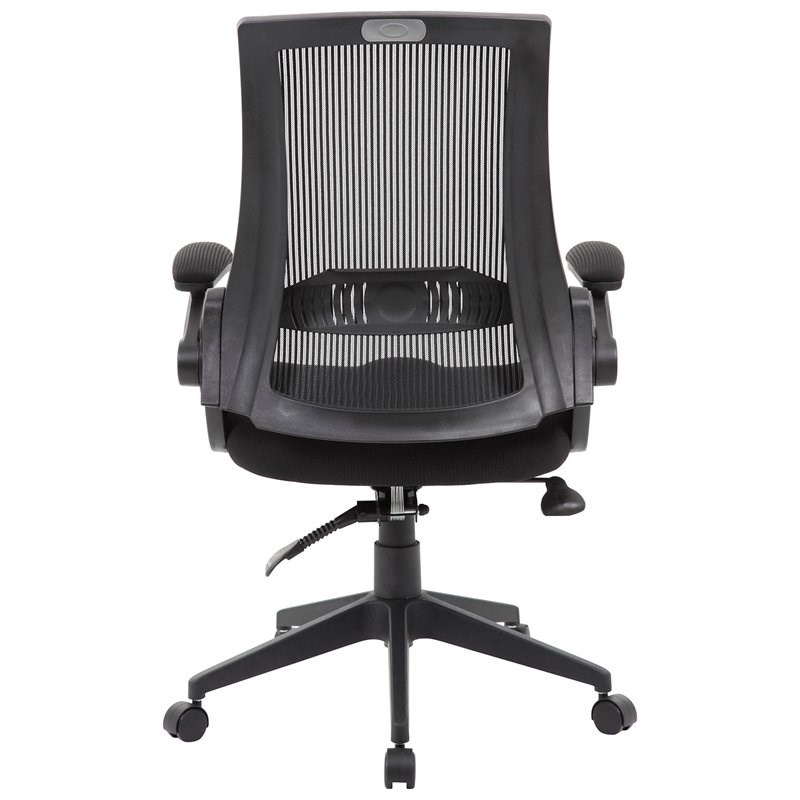 Scranton & Co Modern Mesh Swivel Flip Arm Office Chair in Black