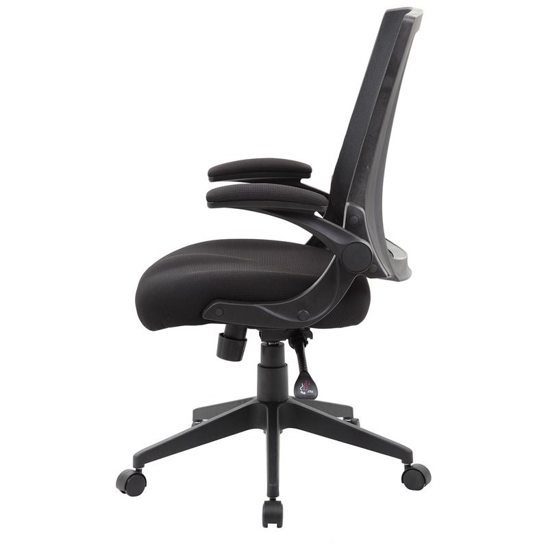 Scranton & Co Modern Mesh Swivel Flip Arm Office Chair in Black