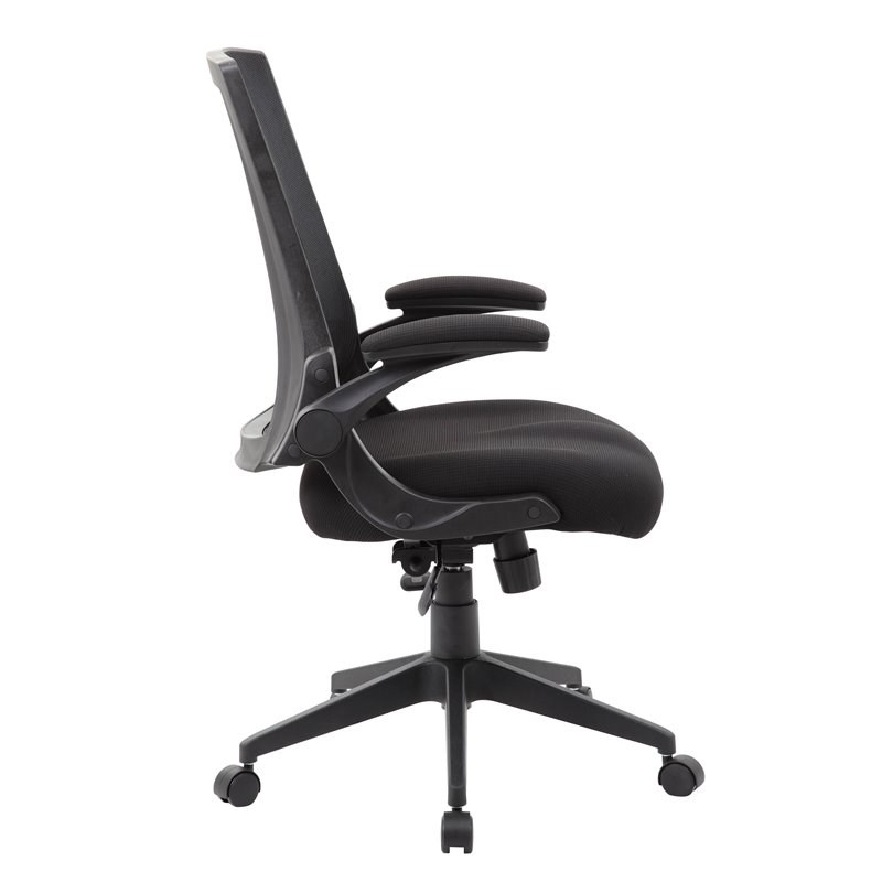 Scranton & Co Modern Mesh Swivel Flip Arm Office Chair in Black