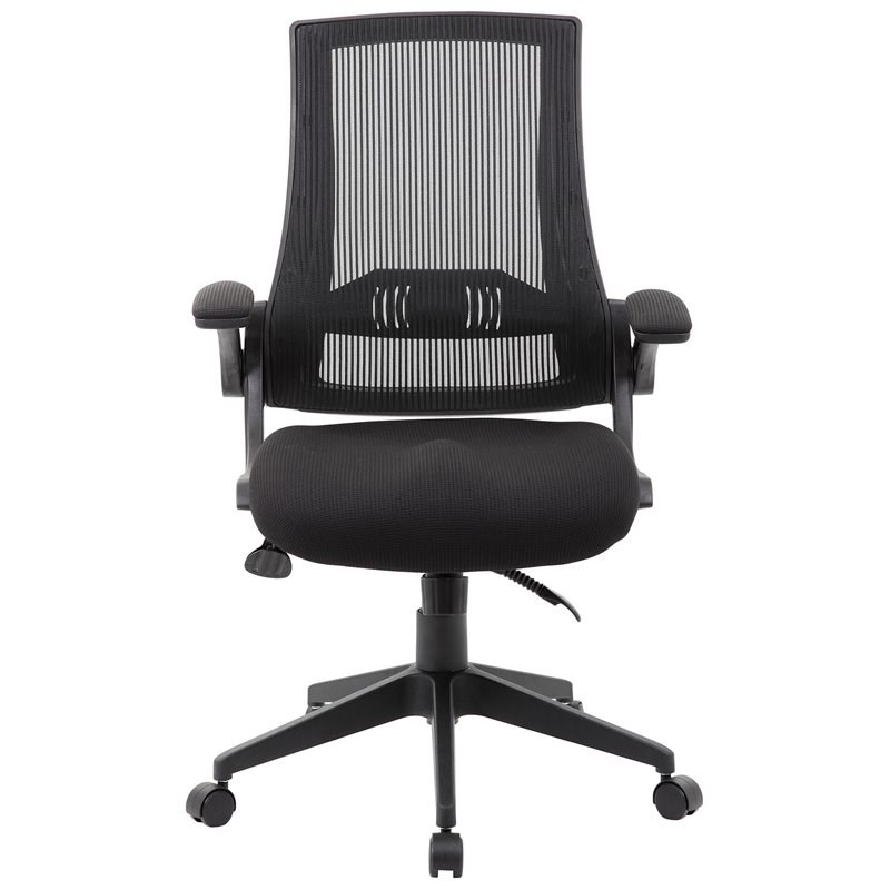 Scranton & Co Modern Mesh Swivel Flip Arm Office Chair in Black
