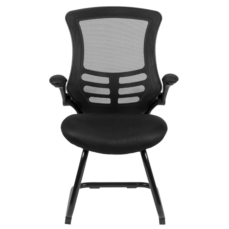 Scranton & Co Contemporary Mesh Sled Office Side Chair in Black
